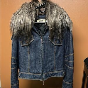 Moschino Denim Jacket with Fur Collar